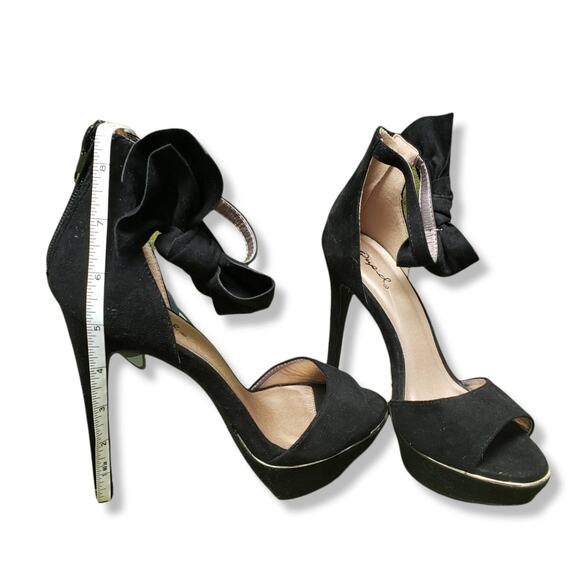 Qupid Peep Toe Ankle Strap Bow Tie Stiletto High Heels - Size 7 - Picture 8 of 9